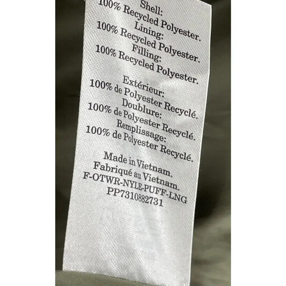 Everlane Women S The ReNew Long Puffer in Kalamata Green Primaloft Hooded Coat - Picture 13 of 13